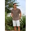imageCOOFANDY Mens Cuban Guayabera Shirts Short Sleeve Button Down Shirt Lightweight Summer Beach ShirtsBrown