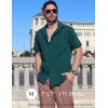 imageCOOFANDY Mens Cuban Guayabera Shirts Short Sleeve Button Down Shirt Lightweight Summer Beach ShirtsDark Green
