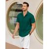imageCOOFANDY Mens Cuban Guayabera Shirts Short Sleeve Button Down Shirt Lightweight Summer Beach ShirtsDark Green