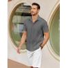 imageCOOFANDY Mens Cuban Guayabera Shirts Short Sleeve Button Down Shirt Lightweight Summer Beach ShirtsDark Grey