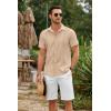 imageCOOFANDY Mens Cuban Guayabera Shirts Short Sleeve Button Down Shirt Lightweight Summer Beach ShirtsKhaki