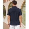 imageCOOFANDY Mens Cuban Guayabera Shirts Short Sleeve Button Down Shirt Lightweight Summer Beach ShirtsNavy Blue