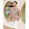 imageCOOFANDY Mens Cuban Guayabera Shirts Short Sleeve Button Down Shirt Lightweight Summer Beach ShirtsPink