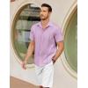 imageCOOFANDY Mens Cuban Guayabera Shirts Short Sleeve Button Down Shirt Lightweight Summer Beach ShirtsPurple