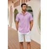 imageCOOFANDY Mens Cuban Guayabera Shirts Short Sleeve Button Down Shirt Lightweight Summer Beach ShirtsPurple