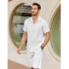 imageCOOFANDY Mens Cuban Guayabera Shirts Short Sleeve Button Down Shirt Lightweight Summer Beach ShirtsWhite