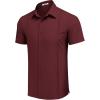 imageCOOFANDY Mens Cuban Guayabera Shirts Short Sleeve Button Down Shirt Lightweight Summer Beach ShirtsWine Red