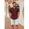 imageCOOFANDY Mens Cuban Guayabera Shirts Short Sleeve Button Down Shirt Lightweight Summer Beach ShirtsWine Red