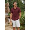 imageCOOFANDY Mens Cuban Guayabera Shirts Short Sleeve Button Down Shirt Lightweight Summer Beach ShirtsWine Red