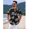 imageCOOFANDY Mens Hawaiian Shirts Short Sleeve Casual Button Down Tropical Shirt Summer Floral Vacation Beach ShirtsBlack Leaf