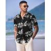 imageCOOFANDY Mens Hawaiian Shirts Short Sleeve Casual Button Down Tropical Shirt Summer Floral Vacation Beach ShirtsBlack Leaf