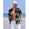 imageCOOFANDY Mens Hawaiian Shirts Short Sleeve Casual Button Down Tropical Shirt Summer Floral Vacation Beach ShirtsBlack Leaf