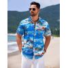 imageCOOFANDY Mens Hawaiian Shirts Short Sleeve Casual Button Down Tropical Shirt Summer Floral Vacation Beach ShirtsBlue
