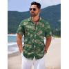 imageCOOFANDY Mens Hawaiian Shirts Short Sleeve Casual Button Down Tropical Shirt Summer Floral Vacation Beach ShirtsGreen Leaf
