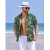 imageCOOFANDY Mens Hawaiian Shirts Short Sleeve Casual Button Down Tropical Shirt Summer Floral Vacation Beach ShirtsGreen Leaf
