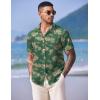 imageCOOFANDY Mens Hawaiian Shirts Short Sleeve Casual Button Down Tropical Shirt Summer Floral Vacation Beach ShirtsGreen Leaf