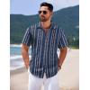 imageCOOFANDY Mens Hawaiian Shirts Short Sleeve Casual Button Down Tropical Shirt Summer Floral Vacation Beach ShirtsNavy Blue
