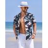 imageCOOFANDY Mens Hawaiian Shirts Short Sleeve Casual Button Down Tropical Shirt Summer Floral Vacation Beach ShirtsNavy Blue Floral