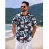 imageCOOFANDY Mens Hawaiian Shirts Short Sleeve Casual Button Down Tropical Shirt Summer Floral Vacation Beach ShirtsNavy Blue Floral