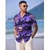imageCOOFANDY Mens Hawaiian Shirts Short Sleeve Casual Button Down Tropical Shirt Summer Floral Vacation Beach ShirtsPurple