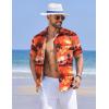 imageCOOFANDY Mens Hawaiian Shirts Short Sleeve Casual Button Down Tropical Shirt Summer Floral Vacation Beach ShirtsRed