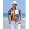 imageCOOFANDY Mens Hawaiian Shirts Short Sleeve Casual Button Down Tropical Shirt Summer Floral Vacation Beach ShirtsWhite