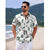 imageCOOFANDY Mens Hawaiian Shirts Short Sleeve Casual Button Down Tropical Shirt Summer Floral Vacation Beach ShirtsWhite Leaf
