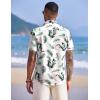 imageCOOFANDY Mens Hawaiian Shirts Short Sleeve Casual Button Down Tropical Shirt Summer Floral Vacation Beach ShirtsWhite Leaf