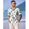 imageCOOFANDY Mens Hawaiian Shirts Short Sleeve Casual Button Down Tropical Shirt Summer Floral Vacation Beach ShirtsWhite Leaf
