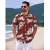 imageCOOFANDY Mens Hawaiian Shirts Short Sleeve Casual Button Down Tropical Shirt Summer Floral Vacation Beach ShirtsWine Red Floral