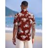 imageCOOFANDY Mens Hawaiian Shirts Short Sleeve Casual Button Down Tropical Shirt Summer Floral Vacation Beach ShirtsWine Red Floral