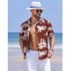 imageCOOFANDY Mens Hawaiian Shirts Short Sleeve Casual Button Down Tropical Shirt Summer Floral Vacation Beach ShirtsWine Red Floral