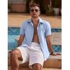imageCOOFANDY Mens Linen Short Sleeve Button Down Shirts Casual Summer Beach Vacation ShirtsAngel Falls