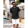 imageCOOFANDY Mens Linen Short Sleeve Button Down Shirts Casual Summer Beach Vacation ShirtsBlack