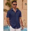 imageCOOFANDY Mens Linen Short Sleeve Button Down Shirts Casual Summer Beach Vacation ShirtsBlack Iris