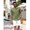 imageCOOFANDY Mens Linen Short Sleeve Button Down Shirts Casual Summer Beach Vacation ShirtsChive