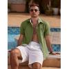 imageCOOFANDY Mens Linen Short Sleeve Button Down Shirts Casual Summer Beach Vacation ShirtsChive
