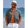imageCOOFANDY Mens Linen Short Sleeve Button Down Shirts Casual Summer Beach Vacation ShirtsGranite Gray