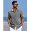 imageCOOFANDY Mens Linen Short Sleeve Button Down Shirts Casual Summer Beach Vacation ShirtsGranite Gray