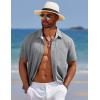 imageCOOFANDY Mens Linen Short Sleeve Button Down Shirts Casual Summer Beach Vacation ShirtsHarbor Mist