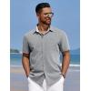 imageCOOFANDY Mens Linen Short Sleeve Button Down Shirts Casual Summer Beach Vacation ShirtsHarbor Mist