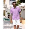 imageCOOFANDY Mens Linen Short Sleeve Button Down Shirts Casual Summer Beach Vacation ShirtsPurple Rose