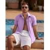 imageCOOFANDY Mens Linen Short Sleeve Button Down Shirts Casual Summer Beach Vacation ShirtsPurple Rose