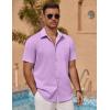 imageCOOFANDY Mens Linen Short Sleeve Button Down Shirts Casual Summer Beach Vacation ShirtsPurple Rose