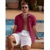 imageCOOFANDY Mens Linen Short Sleeve Button Down Shirts Casual Summer Beach Vacation ShirtsRed Dahlia