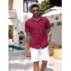 imageCOOFANDY Mens Linen Short Sleeve Button Down Shirts Casual Summer Beach Vacation ShirtsRed Dahlia