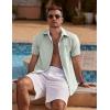 imageCOOFANDY Mens Linen Short Sleeve Button Down Shirts Casual Summer Beach Vacation ShirtsSea Foam