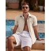 imageCOOFANDY Mens Linen Short Sleeve Button Down Shirts Casual Summer Beach Vacation ShirtsShortbread