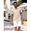 imageCOOFANDY Mens Linen Short Sleeve Button Down Shirts Casual Summer Beach Vacation ShirtsShortbread