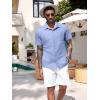 imageCOOFANDY Mens Linen Short Sleeve Button Down Shirts Casual Summer Beach Vacation ShirtsTrue Blue